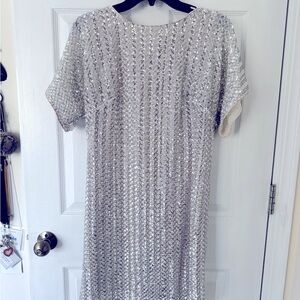 Silver sequined cocktail dress